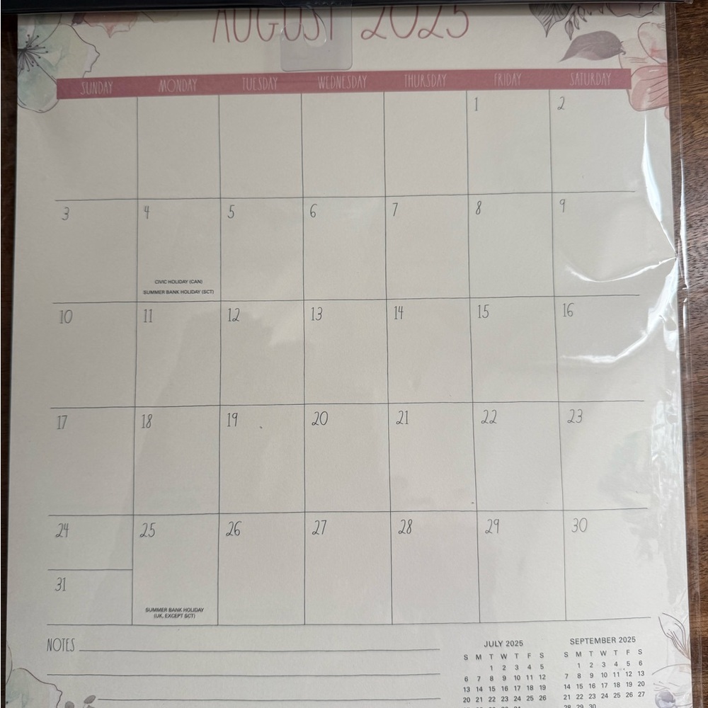 Rae Dunn Bamboo Floral Monthly Calendar - White and Pink